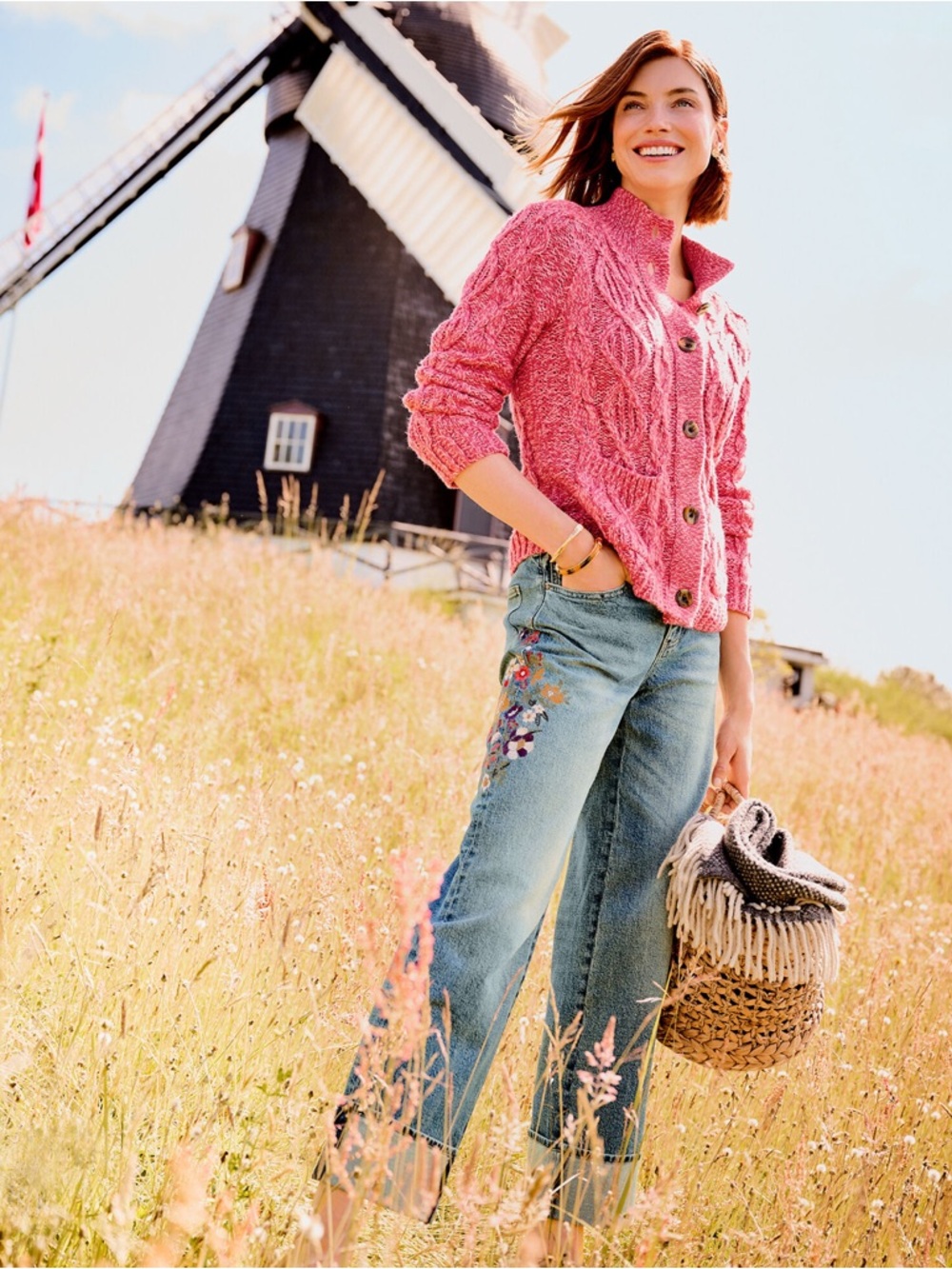 🐔🐐🌾🚜Talbots Blue Embroidered Wide-Leg Jeans